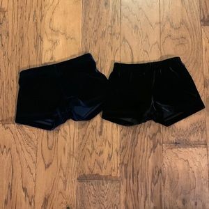 Black and dark blue girls gymnastics shorts